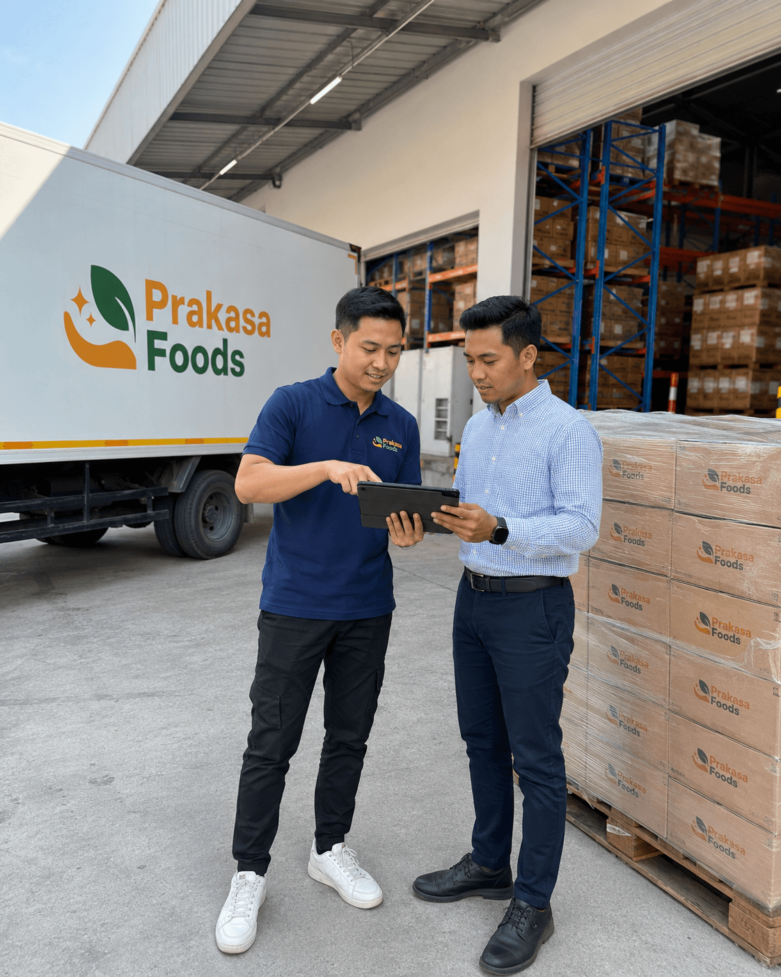 Mitra brand dan tim distribusi Prakasa Foods di loading dock