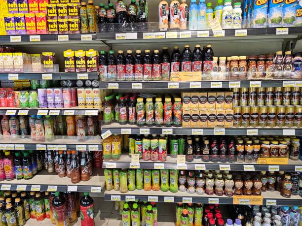 Sweet dring display in supermarket
